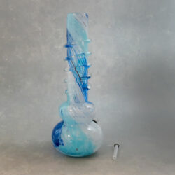 14" Color Twist Double Bubble Vase Style Soft Glass Water Pipe w/Coil Wrap & Slide Bowl