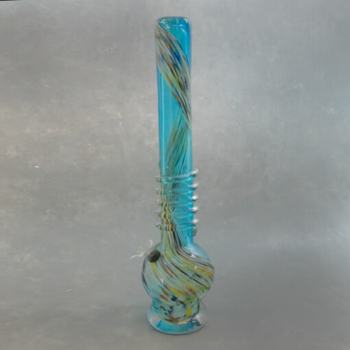 18" Color Stroke Vase Style Soft Glass Water Pipe w/Heavy Base, Coil Wrap & Slide Bowl