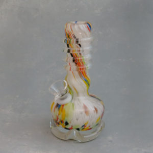 6" Curvy Vase Color Blots to Twist Soft Glass Water Pipe w/Coil Wrap, Fancy Base, & Slide Bowl