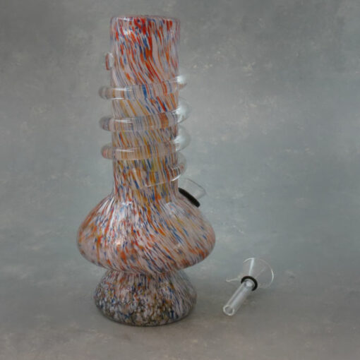 8" Textured Mushroom Shape Soft Glass Water Pipe w/Coil Wrap & Slide Bowl