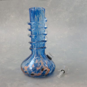 8" Glitter Blots to Twist Flat Bottom Rounded Vase Soft Glass Water Pipe w/Coil Wrap & Slide Bowl