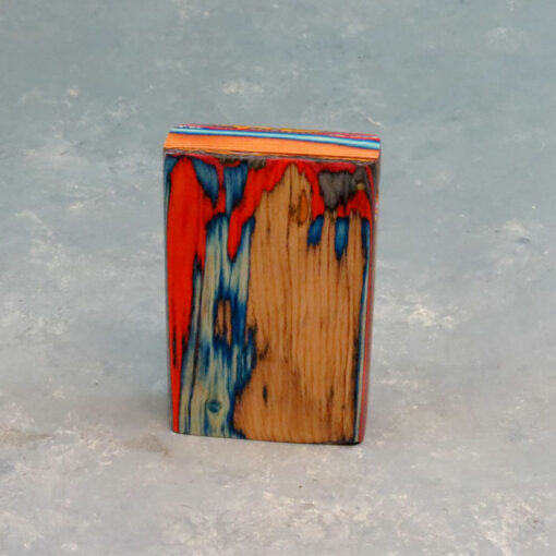 3" Magnetic Flip-Top Layered Color Wood Dugouts w/Poker and 2.15" Metal Cigarette One-Hitter