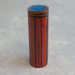 4" Round Color Layered Wood Dugouts w/Poker and 3" Metal Cigarette One-Hitter