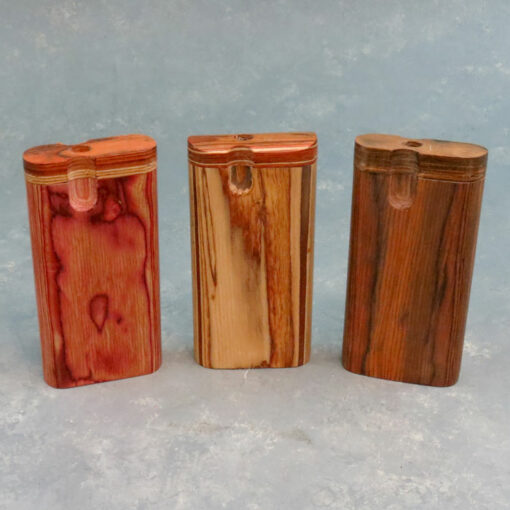 4" Rounded Wood Grain Twist-Top Dugouts w/3" Metal Cigarette One-Hitter