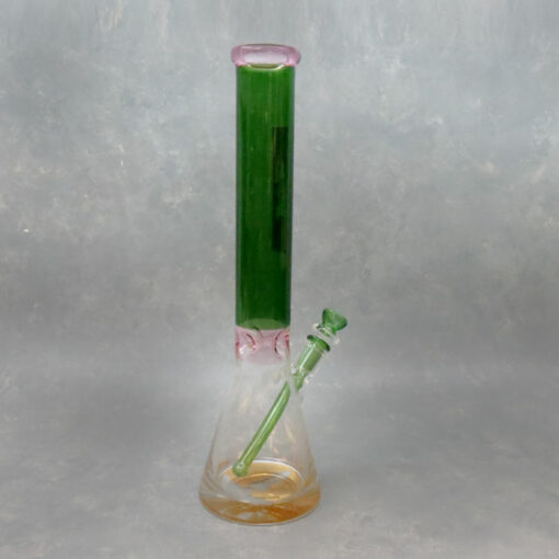 16" Flask-Vase Style Glass Water Pipe w/Ice Catch, Diffused Downstem, and Clip