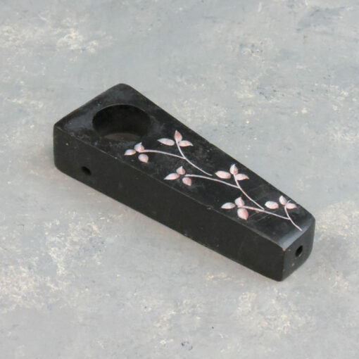 3.25 Stone Hand Pipes w/ Engraved Flowers