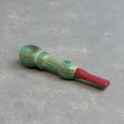4.5" Round Lathed Layered Wooden Hand Pipes w/Flat Plastic Tip