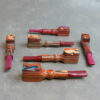 5" Contoured Color Layered Wooden Hand Pipes w/Cap & Flat Plastic Tip
