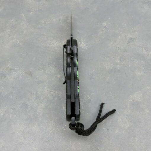 3.25" Drop Point Style Leaf Design Spring Assisted Knife w/Clip, Lanyard and Serrated on top