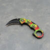 3" Hawkbill Style Rasta Leaf Design Spring Assisted Knife w/Clip, Ring Handle