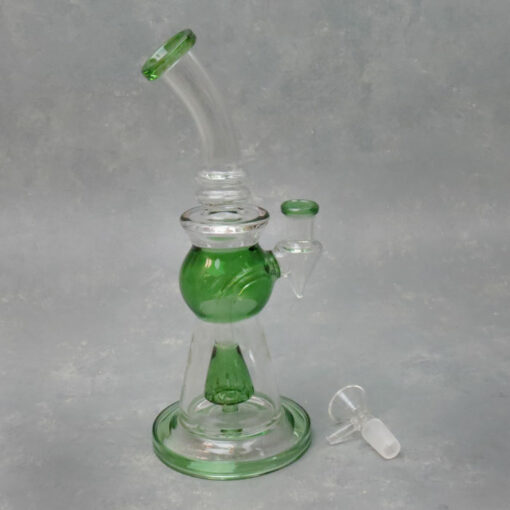 10" Fancy Contoured Rig Style Glass Water Pipe w/Disc Perc & Bent Mouthpiece