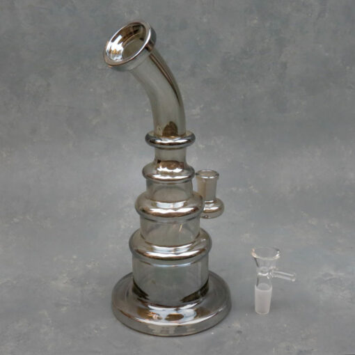 10" Metallic Finish Tiered Rig Style Glass Water Pipe w/Disc Perc