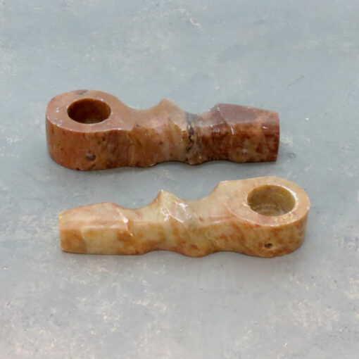 3.5" Contoured Stone Hand Pipes w/Carb & Flat Bottom