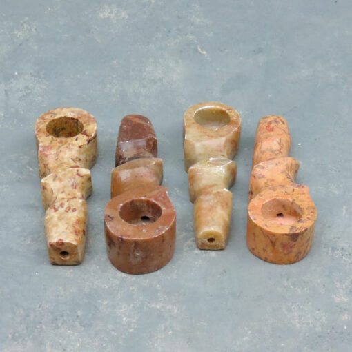 3.5" Contoured Stone Hand Pipes w/Carb & Flat Bottom