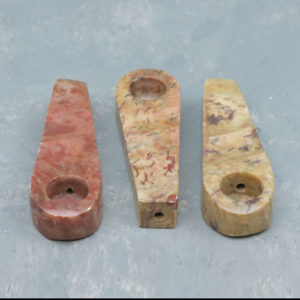 3.5" Rounded Bowl Stone Hand Pipes w/Carb & Texture