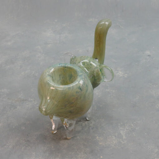 4" Raised Trunk Elephant Glass Hand Pipe w/Carb