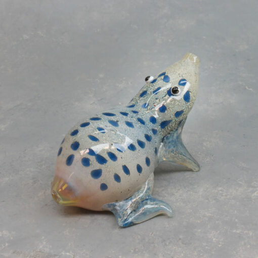 5" Spotted Frog Glass Hand Pipe w/Carb