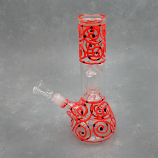 8.5" Swirls & Dots Dome Perc Glass Water Pipe w/Ice Catch and 14mm Downstem Bowl