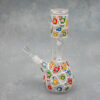 8.5" Bold Color Circles & Lines Dome Perc Glass Water Pipe w/Ice Catch and 14mm Downstem Bowl