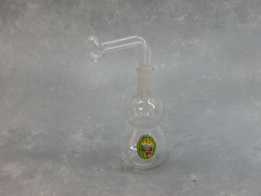 7" Clear Glass on Glass Oil Bubbler w/Mixed Graphics