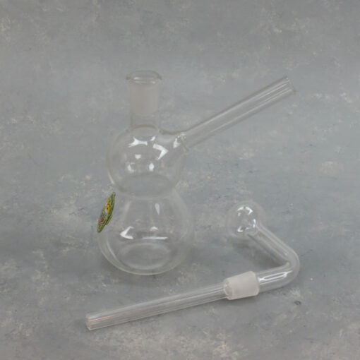 7" Clear Glass on Glass Oil Bubbler w/Mixed Graphics