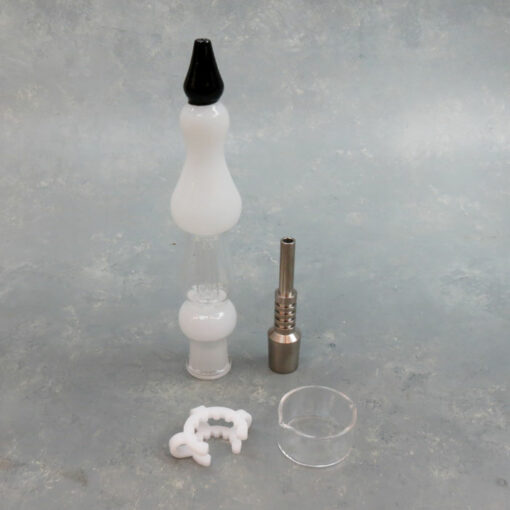 10" Contoured Dome Perc Nectar Collector Kit w/Clip, Titanium Nail & Quartz Bucket