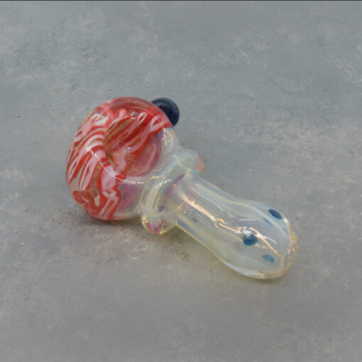 3" Fumed Laticcino Stub Spoon Style Glass Hand Pipes w/Dots, Ring & Bump