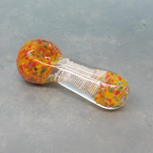 5" Thick Frit Glass Hand Pipes w/Color Twist in Middle & Flat Bottom