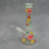 8" Rasta Leaf Graphic Beaker Style Glass Water Pipe w/Ice Catch & Diffused Downstem