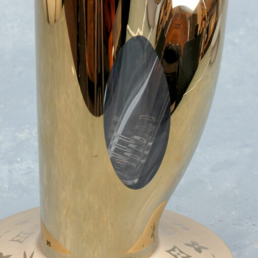 14" Golden Designer Pattern Straight Tube Glass Water Pipe w/Ice Catch, Downstem Diffuser & View Window