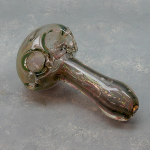 5" Triple Bowl Mushroom Spoon Glass Hand Pipe w/Carb