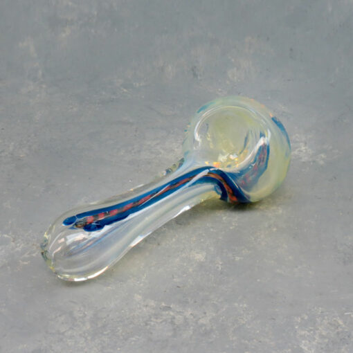 3.5" Fumed Inside-Out Color Line Spoon-Style Glass Hand Pipes