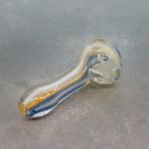 3.5" Fumed Inside-Out Color Line Spoon-Style Glass Hand Pipes