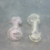 4" Inside-Out Pastel Lines Spoon-Style Glass Hand Pipes w/Carb & Flattened Mouthpiece