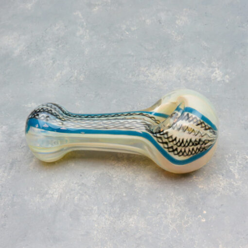 5" Fumed Heavy Latticino Glass Hand Pipes w/Rounded Mouthpiece