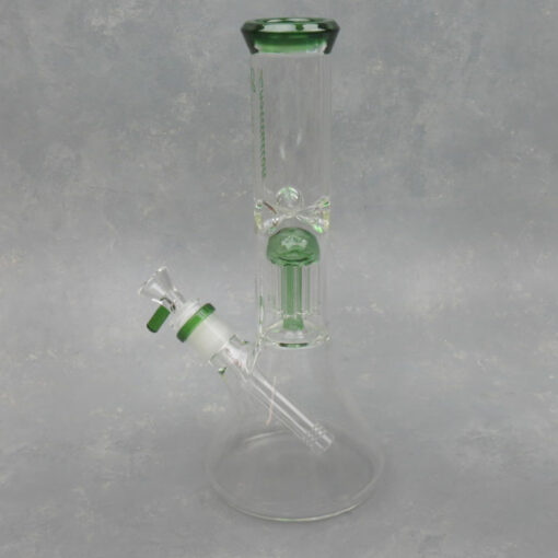 11" 'Institution' Beaker Style Tree Perc Glass Water Pipe w/Ice Catch & Diffused Downstem