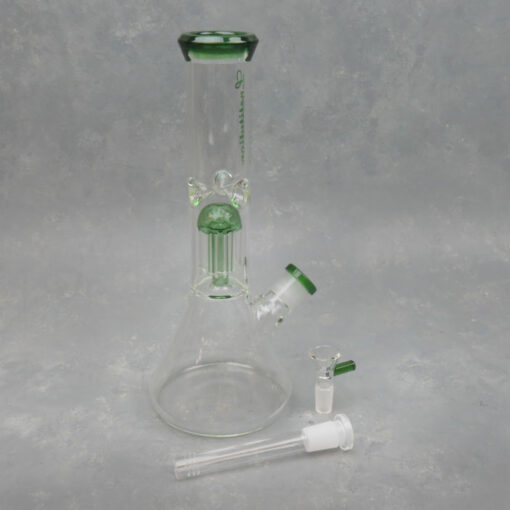 11" 'Institution' Beaker Style Tree Perc Glass Water Pipe w/Ice Catch & Diffused Downstem