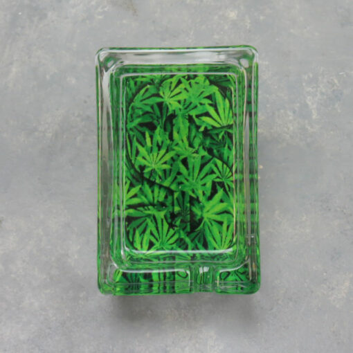 3.25" x 2.15" Leaf Rectangle Glass Ashtrays