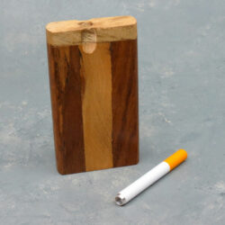 4″ Two Tone Wooden Dugouts w/Rounded Edges & 2.75″ Metal Cigarette One-Hitter