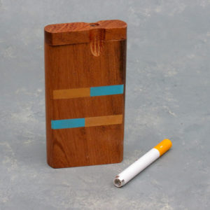 4" Striped Inlay Wooden Dugouts w/Rounded Edges & 2.75" Metal Cigarette One-Hitter