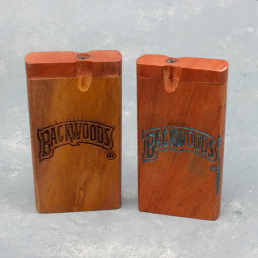 4" Backwoods Engraved Wooden Dugouts w/Rounded Edges & 2.75" Metal Cigarette One-Hitter