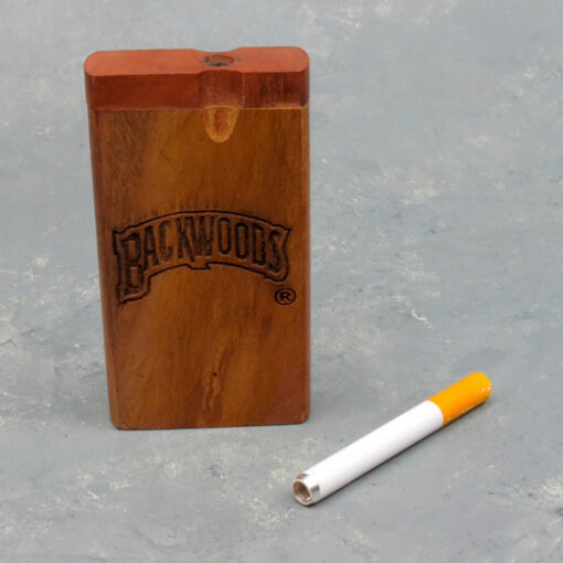4" Backwoods Engraved Wooden Dugouts w/Rounded Edges & 2.75" Metal Cigarette One-Hitter