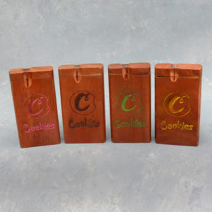 4" Cookies Engraved Wooden Dugouts w/Rounded Edges & 2.75" Metal Cigarette One-Hitter