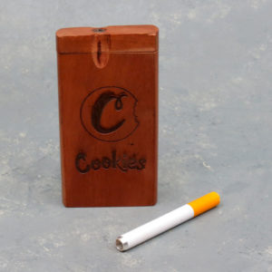4" Cookies Engraved Wooden Dugouts w/Rounded Edges & 2.75" Metal Cigarette One-Hitter
