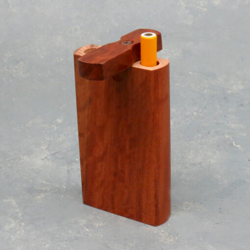 4" Leaf Engraved Wooden Dugouts w/Rounded Edges & 2.75" Metal Cigarette One-Hitter