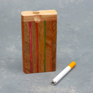 4" Color Inlay Strips Wooden Dugouts w/2.75" Metal Cigarette One-Hitter