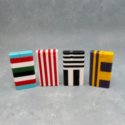 4" Color Striped Acrylic Dugouts w/2.75" Metal Cigarette One-Hitter