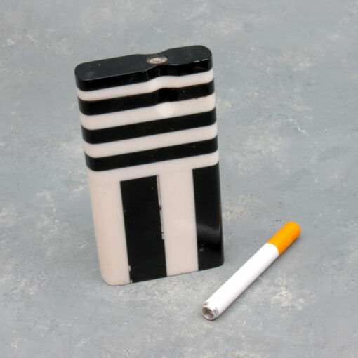 4" Color Striped Acrylic Dugouts w/2.75" Metal Cigarette One-Hitter