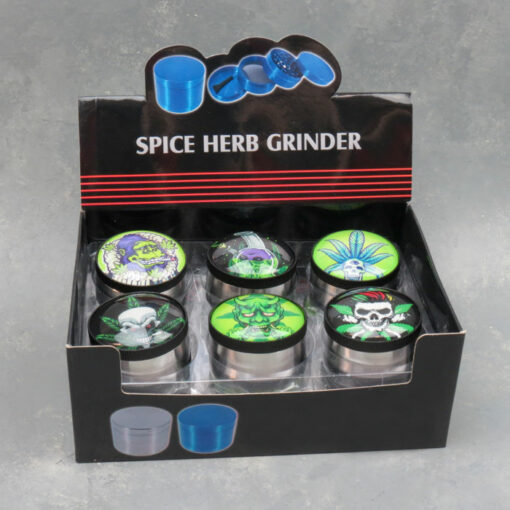 52mm Domed Graphic 3-Part Grinders w/Scraper