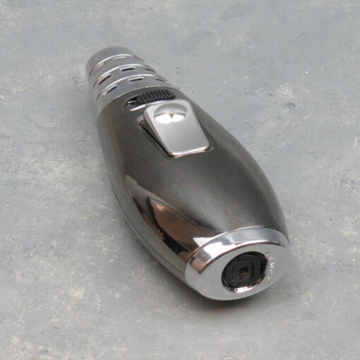 5.25" Clicket Metallic Teardrop Dual Torch Adjustable/Lockable/Refillable Lighters w/Display